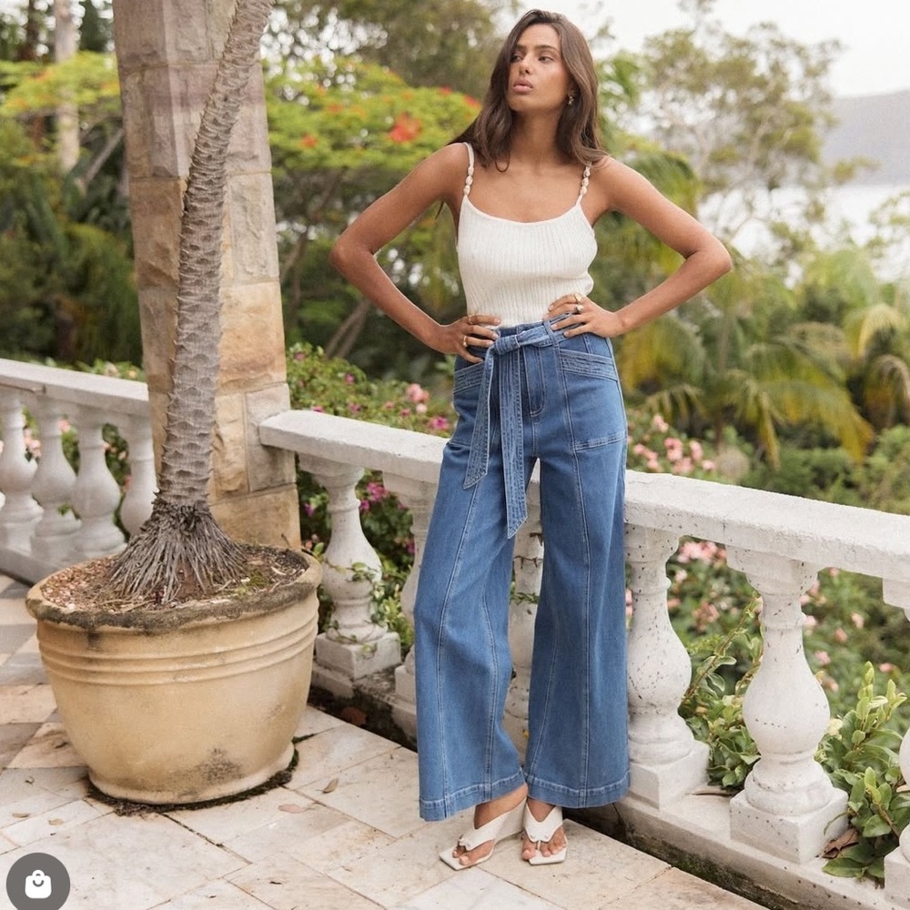 NWT MINKPINK Ellis Denim Panel Jean - size small